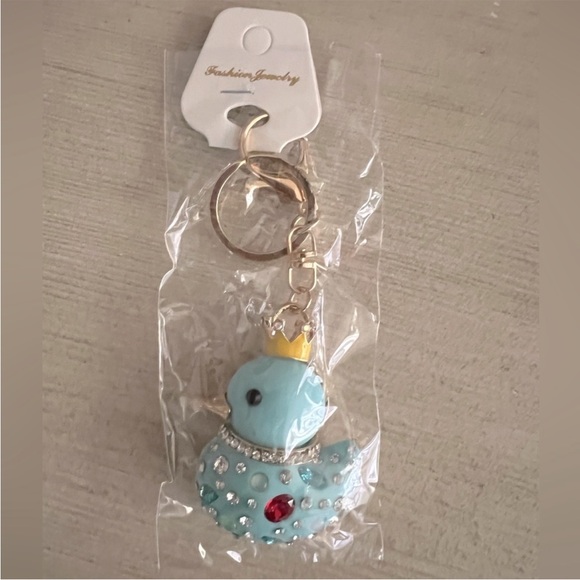 Keychain/Bag Charm Blue Duck w Gems & Crown NWT - Picture 6 of 7